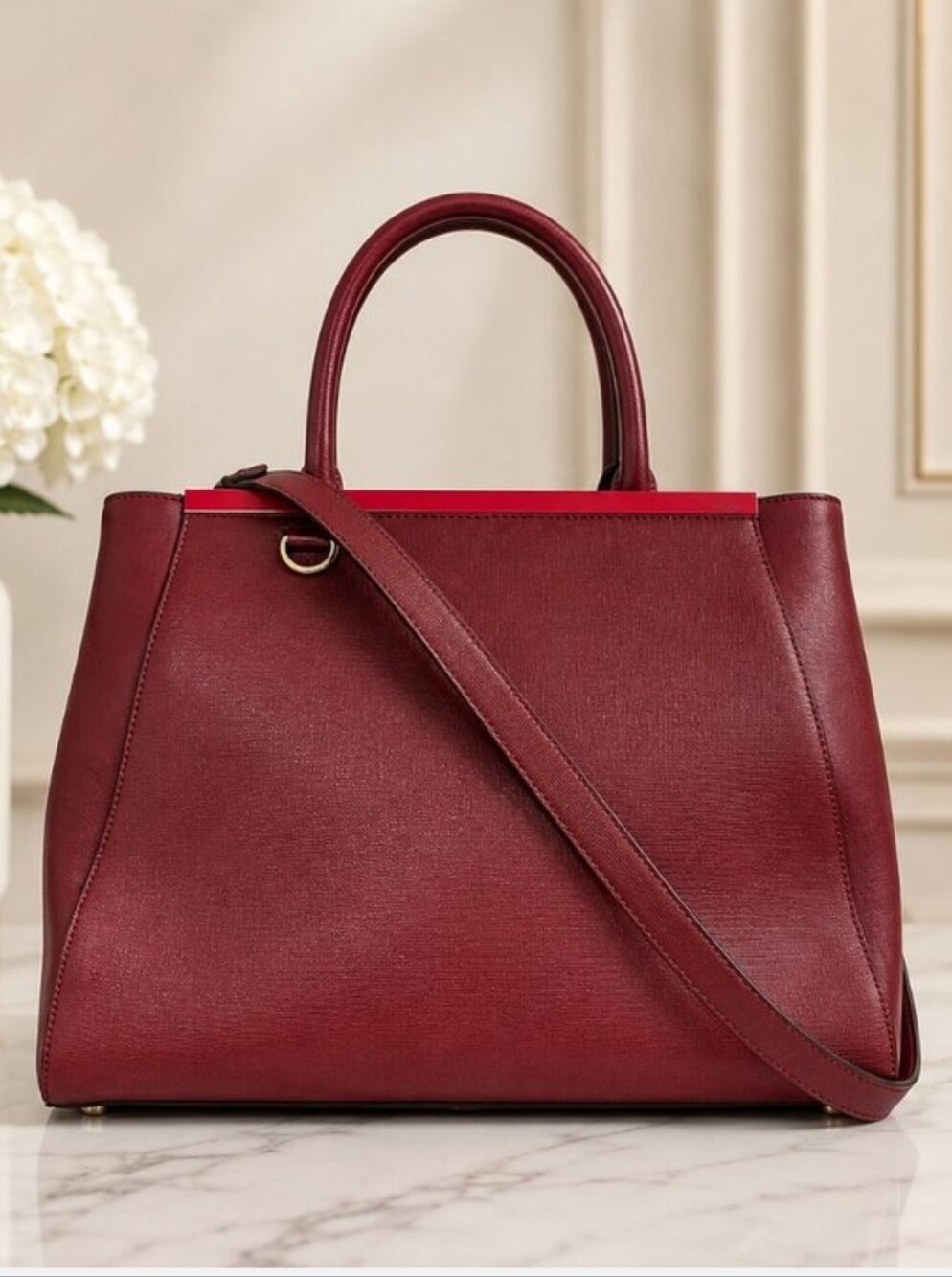 Fendi Burgundy Tu Jours Structured Satchel Handbag For Trade